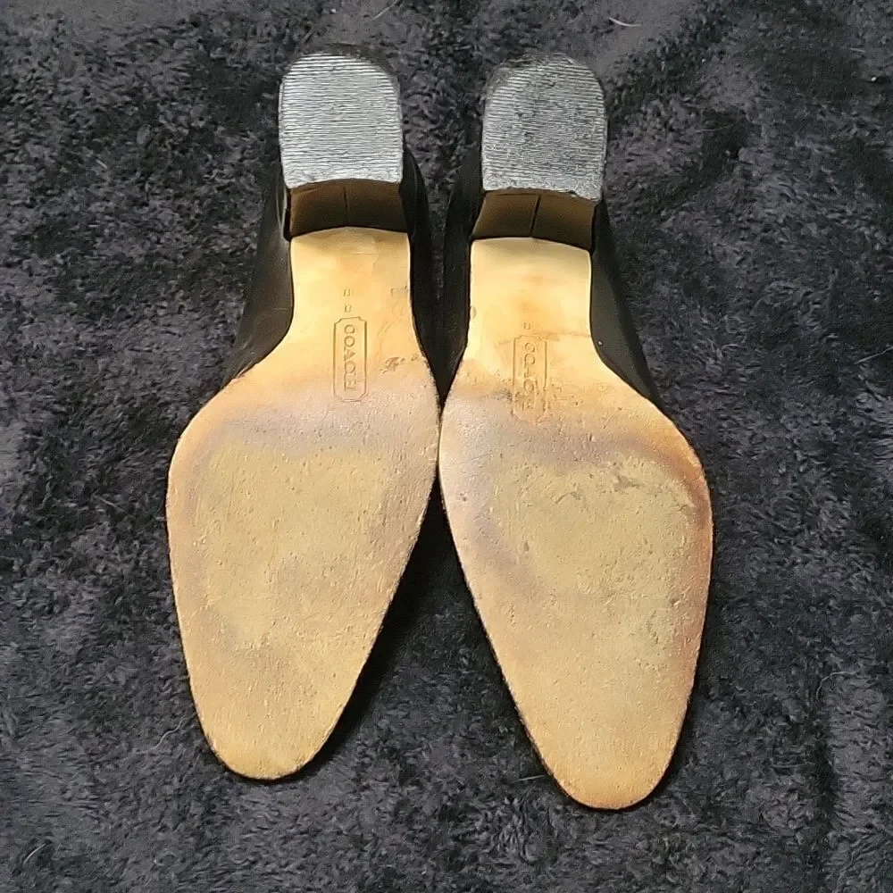 Coach vintage Black Leather Block Heels Size 8